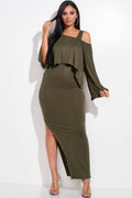 Solid Rayon Spandex Midi Length Tank Dress And Slouchy Cape Top Two Piece Set-Product Type | Naughty Smile Fashion