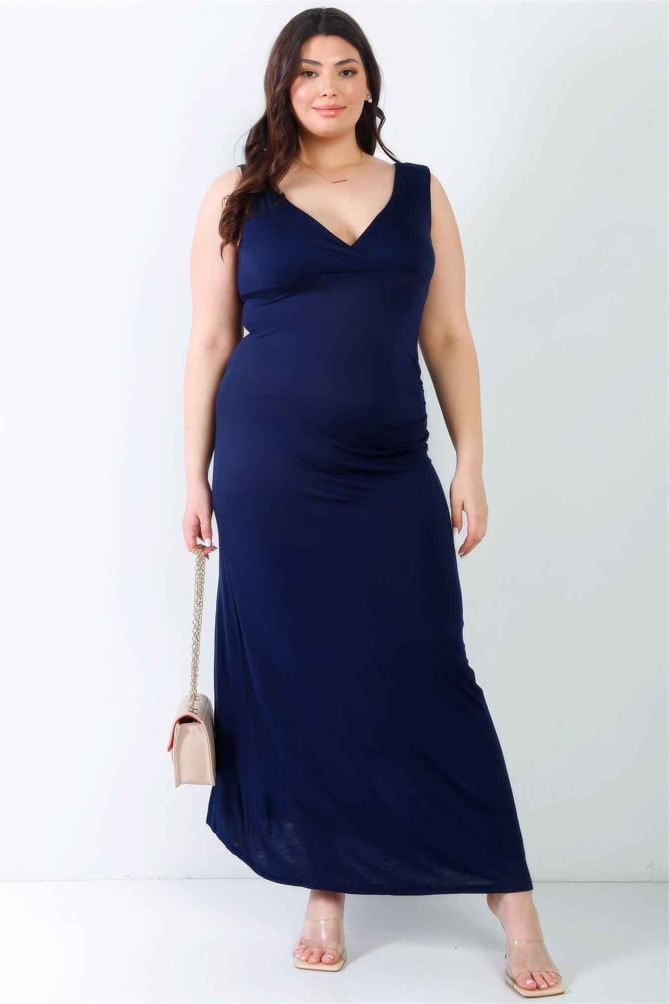 Plus Size Plus V-neck Sleeveless Maxi Dress – Stylish & Comfortable – men’s fashion, stylish and versatile