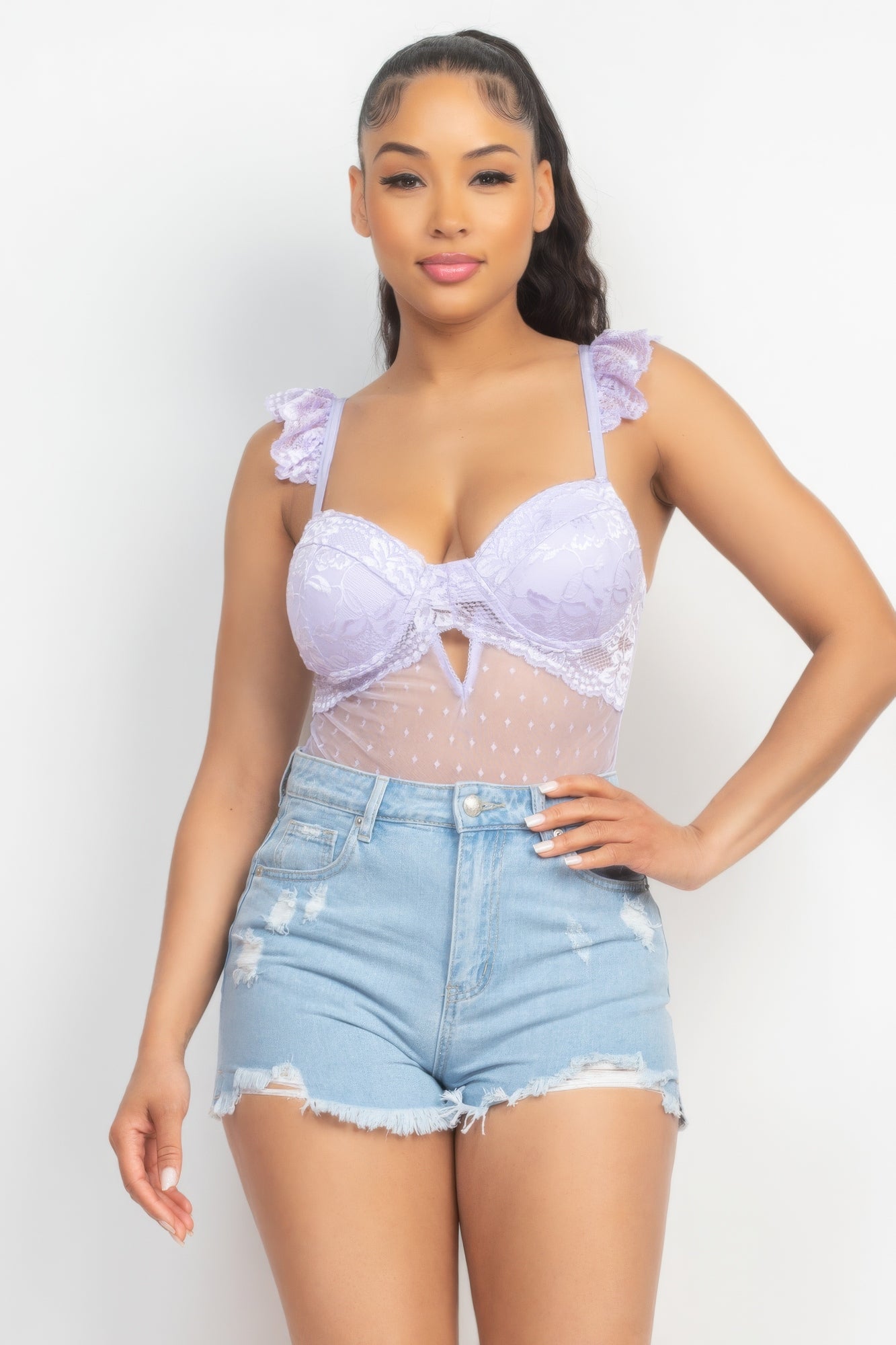 Sweetheart Cut-out Cami Ruffled Bodysuit-Product Type | Naughty Smile Fashion