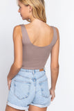 Scoop Neck 2 Ply Crop Tank Top