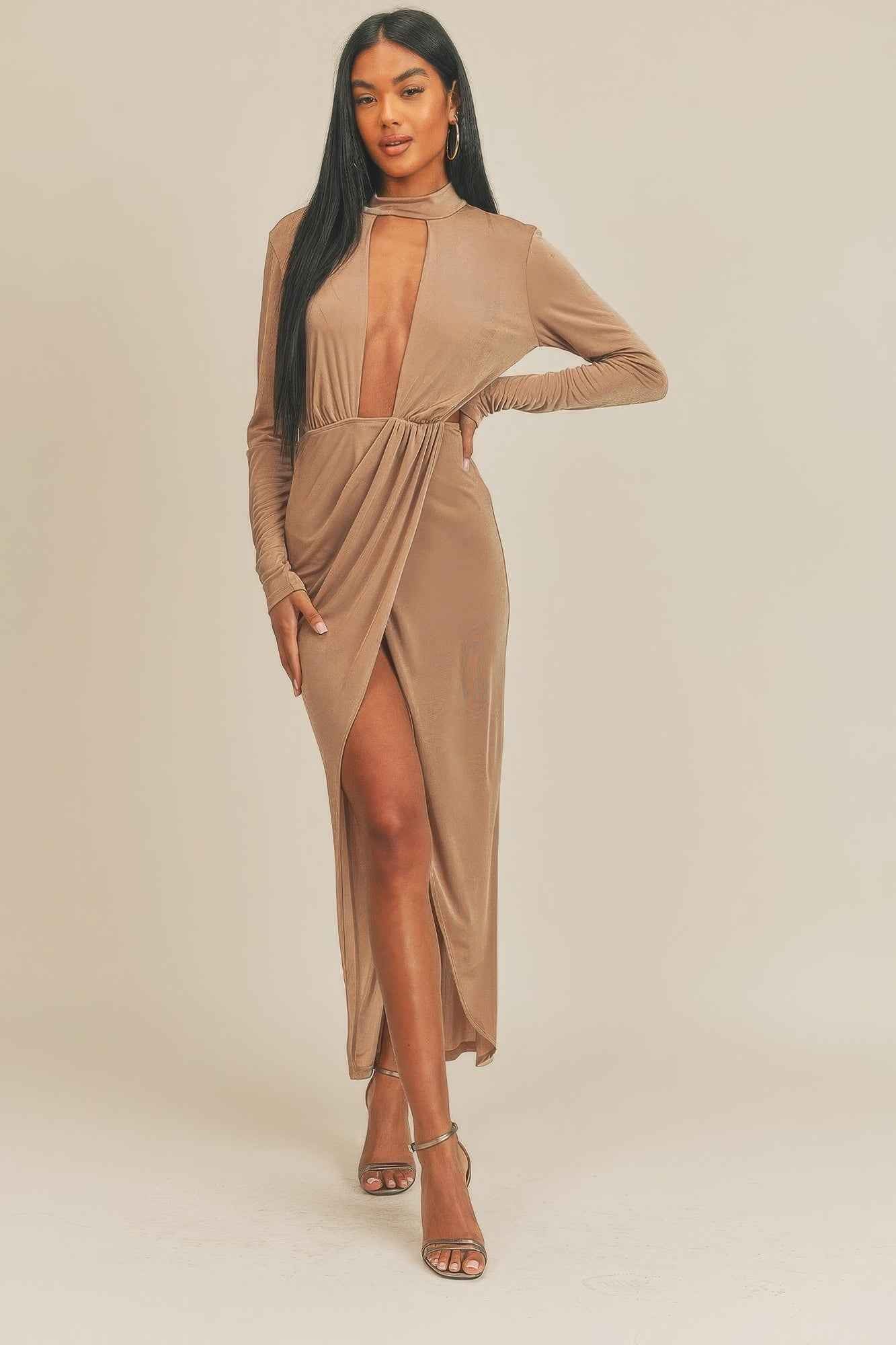 Sale - Pecan Brown Open Front Dress – On Sale Now