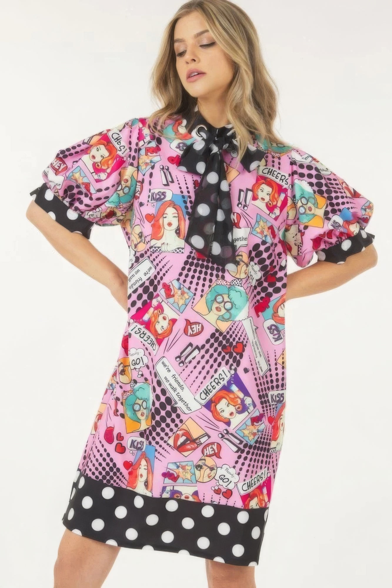 Print Midi Dress With Polka Dot Finish-Product Type | Naughty Smile Fashion