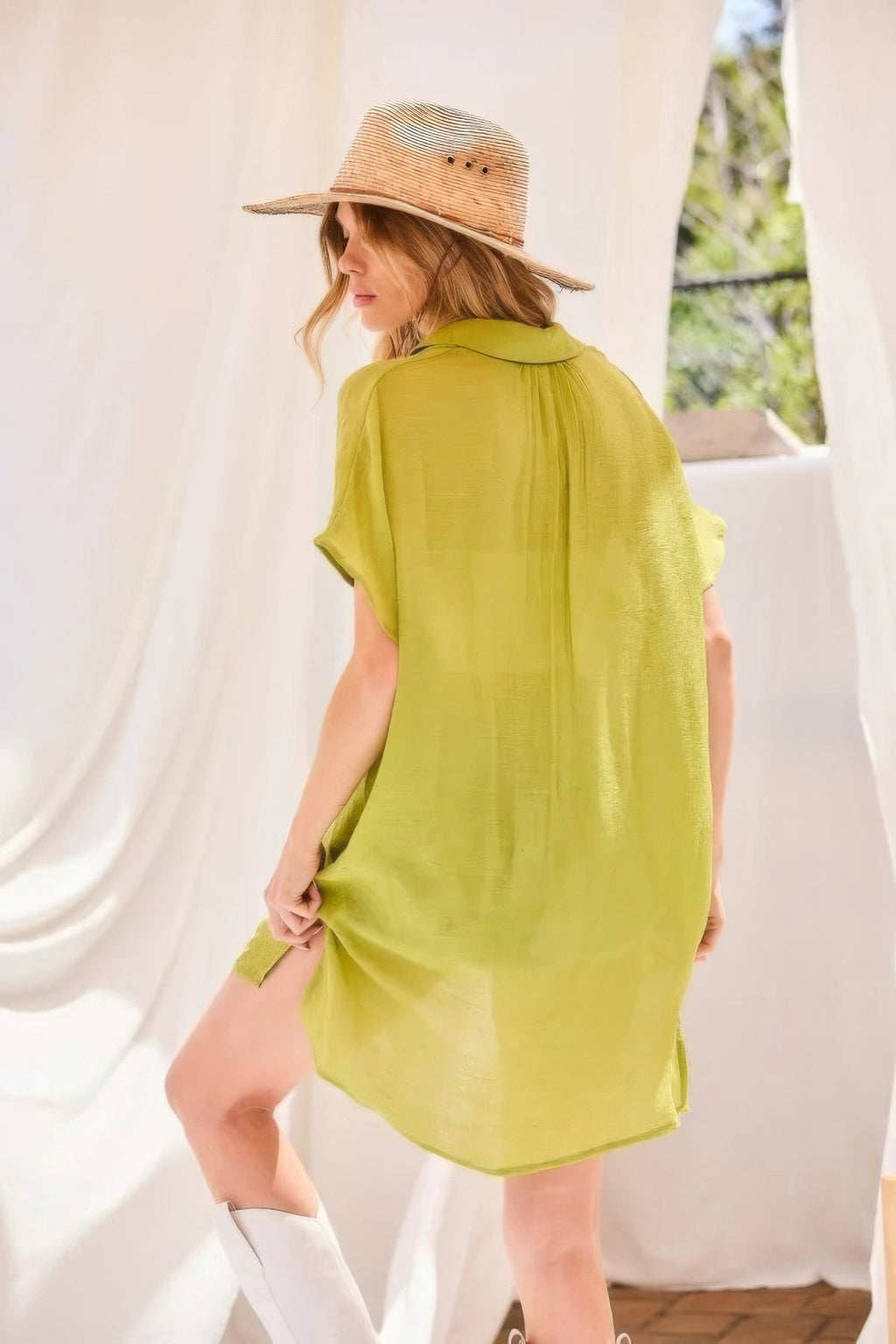 Collar Neck Button Down Robe Oversize Jacket-Product Type | Naughty Smile Fashion
