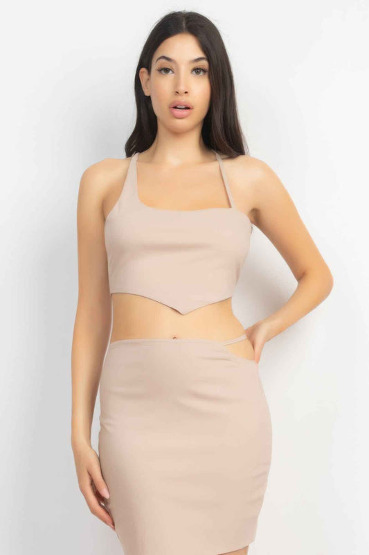 Sale - Asymmetrical Cross Back Top & Skirts Set – On Sale Now