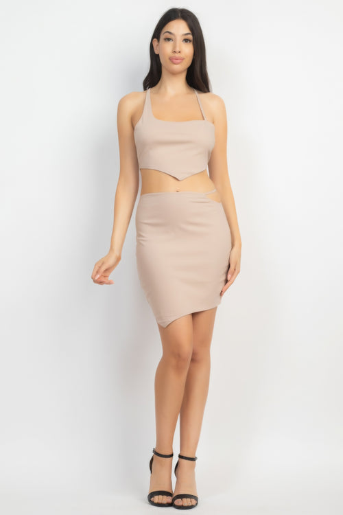 Asymmetrical Cross Back Top & Skirts Set-Product Type | Naughty Smile Fashion