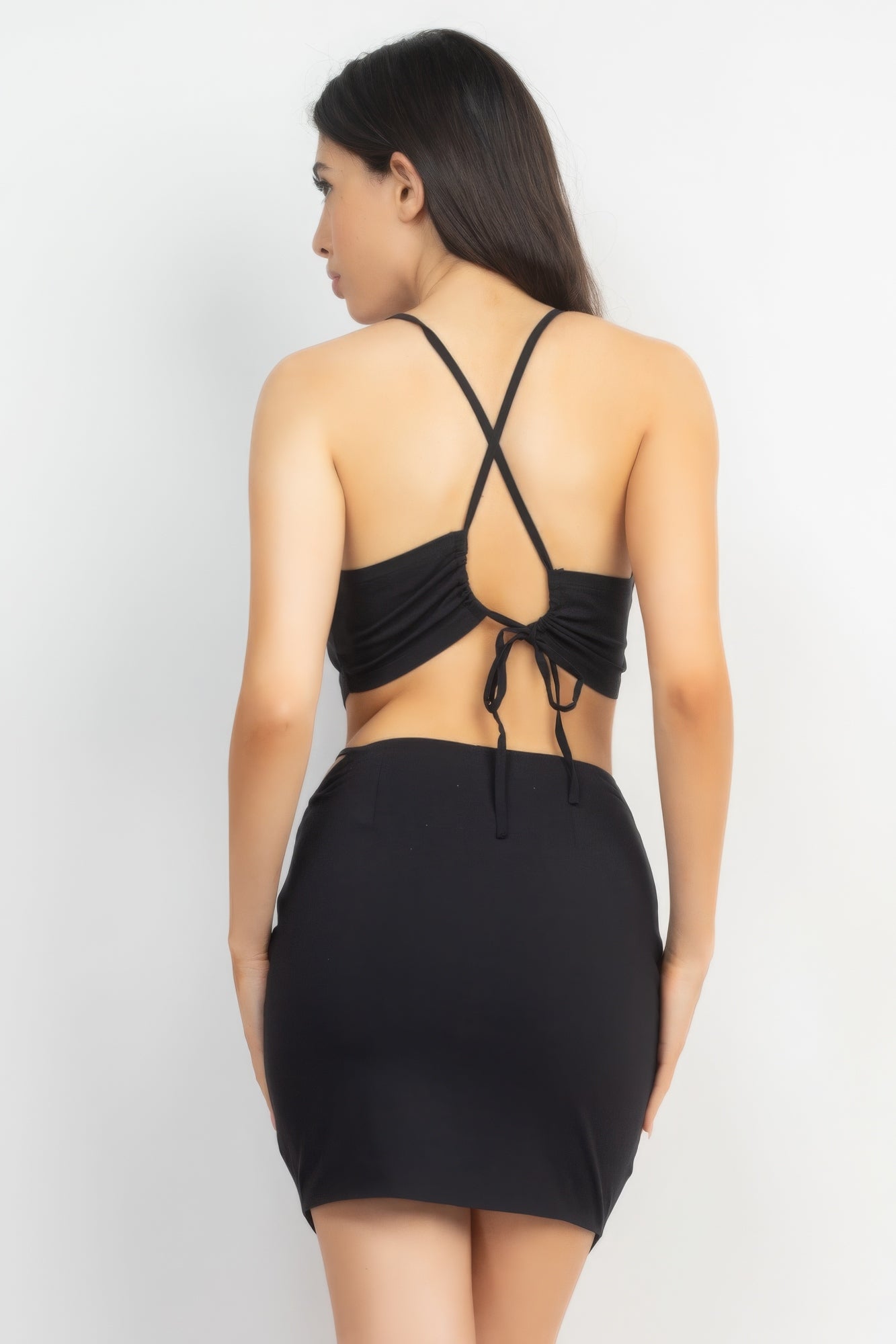 Asymmetrical Cross Back Top & Skirts Set-Product Type | Naughty Smile Fashion