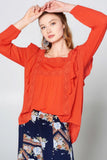 Blusa campesina de gasa holgada y lisa