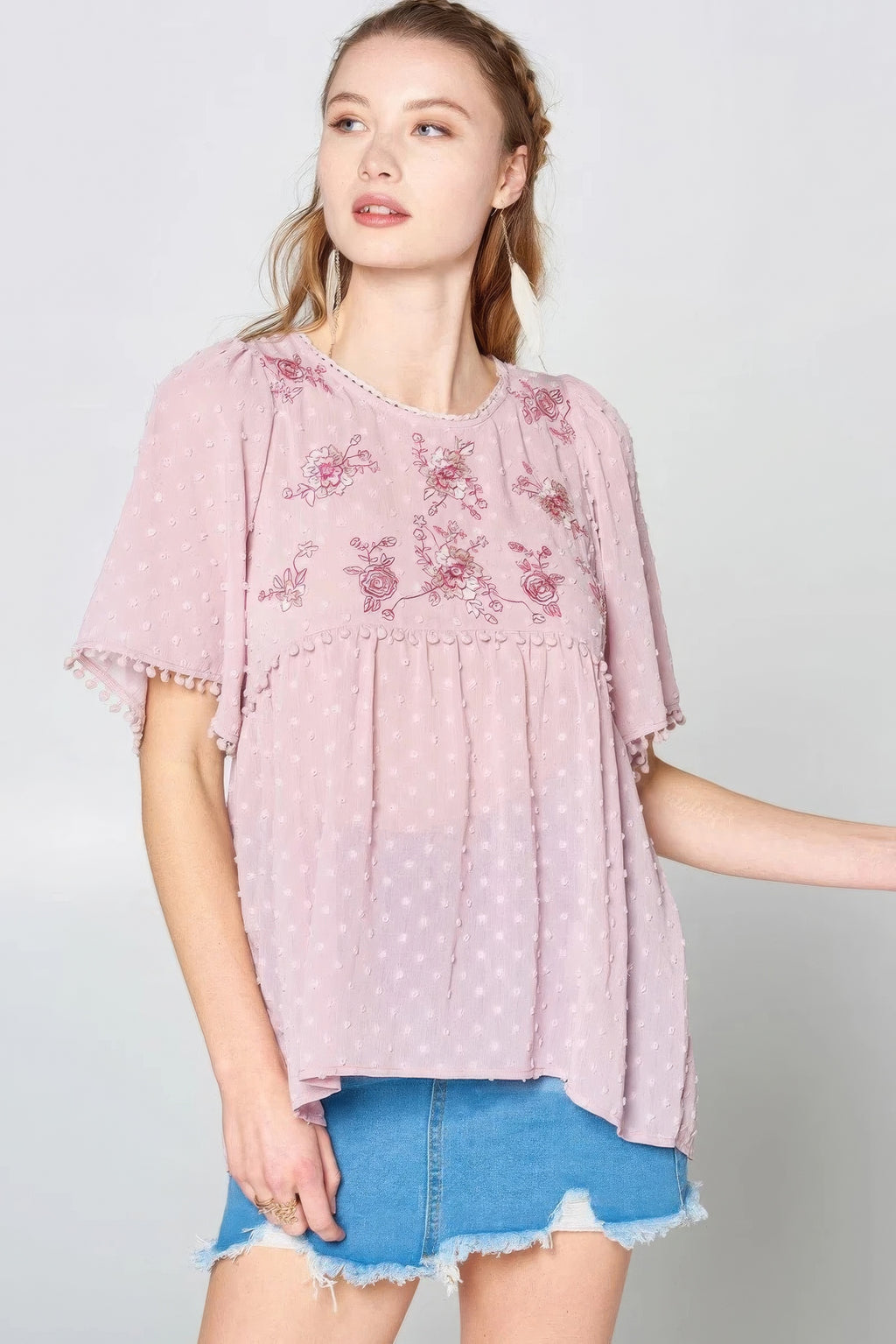 This Detailed Lace Trimmed Bubble Chiffon Blouse-Product Type | Naughty Smile Fashion