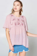 This Detailed Lace Trimmed Bubble Chiffon Blouse-Product Type | Naughty Smile Fashion