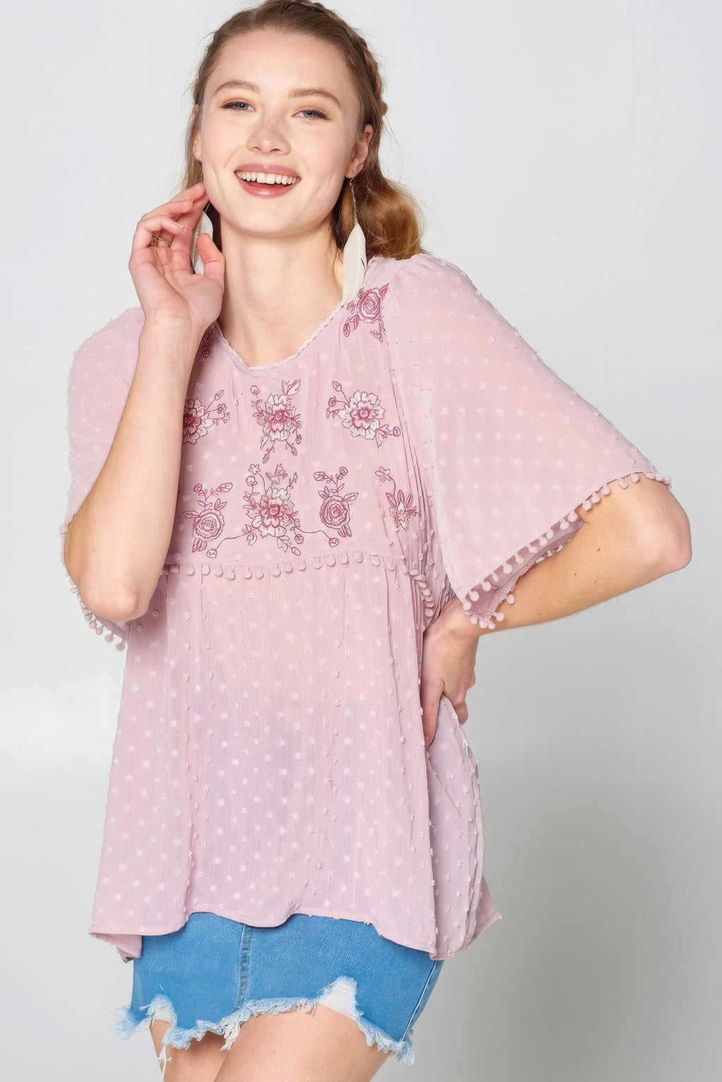 This Detailed Lace Trimmed Bubble Chiffon Blouse-Product Type | Naughty Smile Fashion