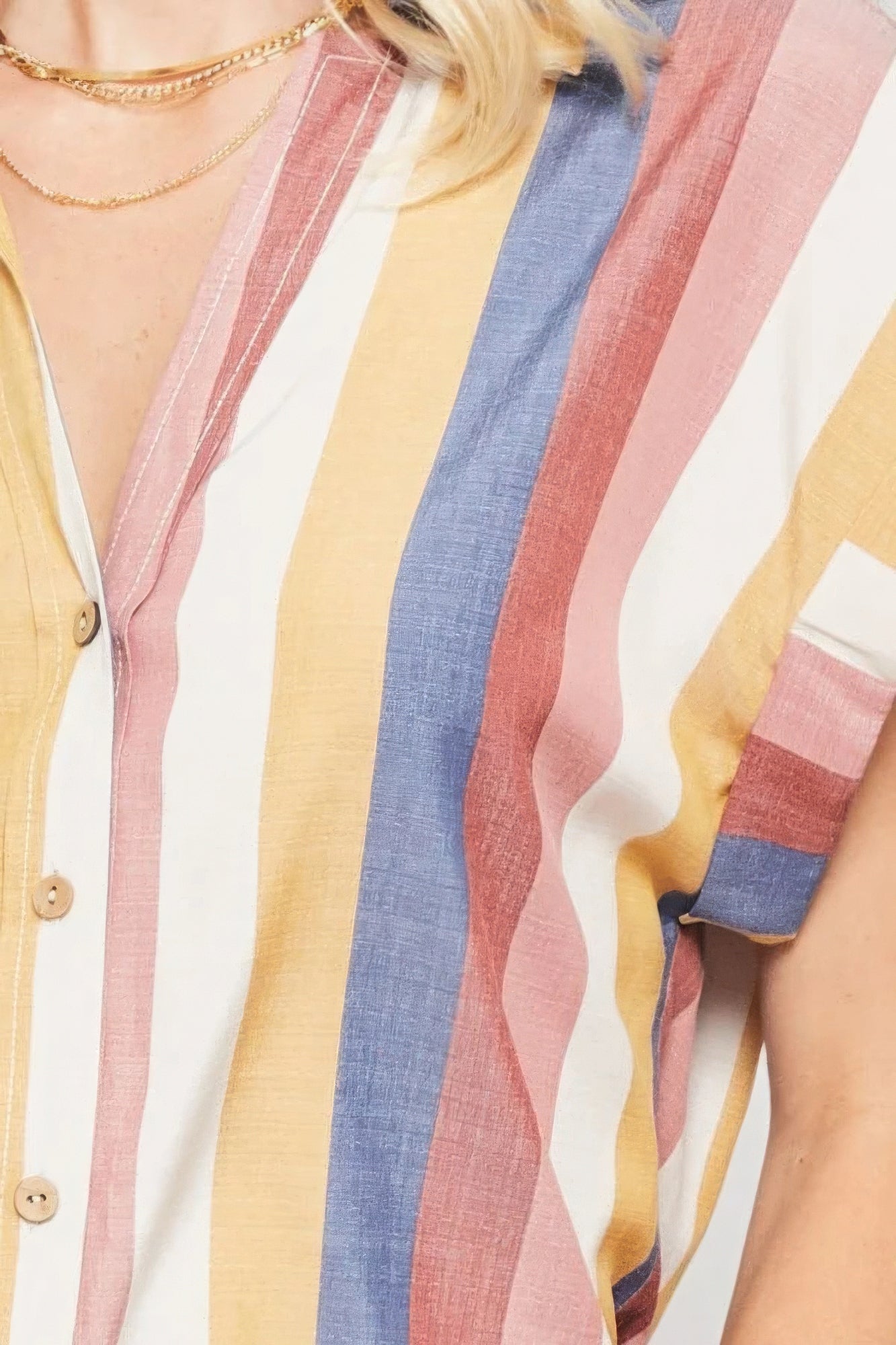A Woven Shirt In Multicolor Striped With Collared Neckline-Product Type | Naughty Smile Fashion
