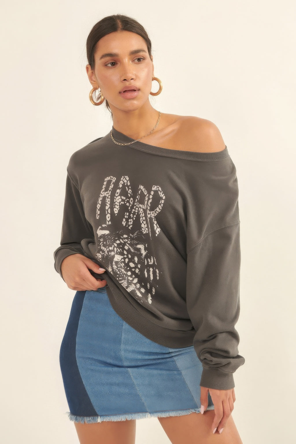 A Garment Dyed French Terry Graphic Sweatshirt-Product Type | Naughty Smile Fashion
