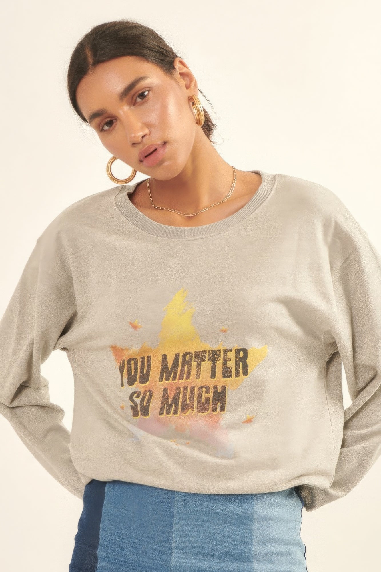 Vintage-style, Multicolor Star French Terry Knit Graphic Sweatshirt-Product Type | Naughty Smile Fashion