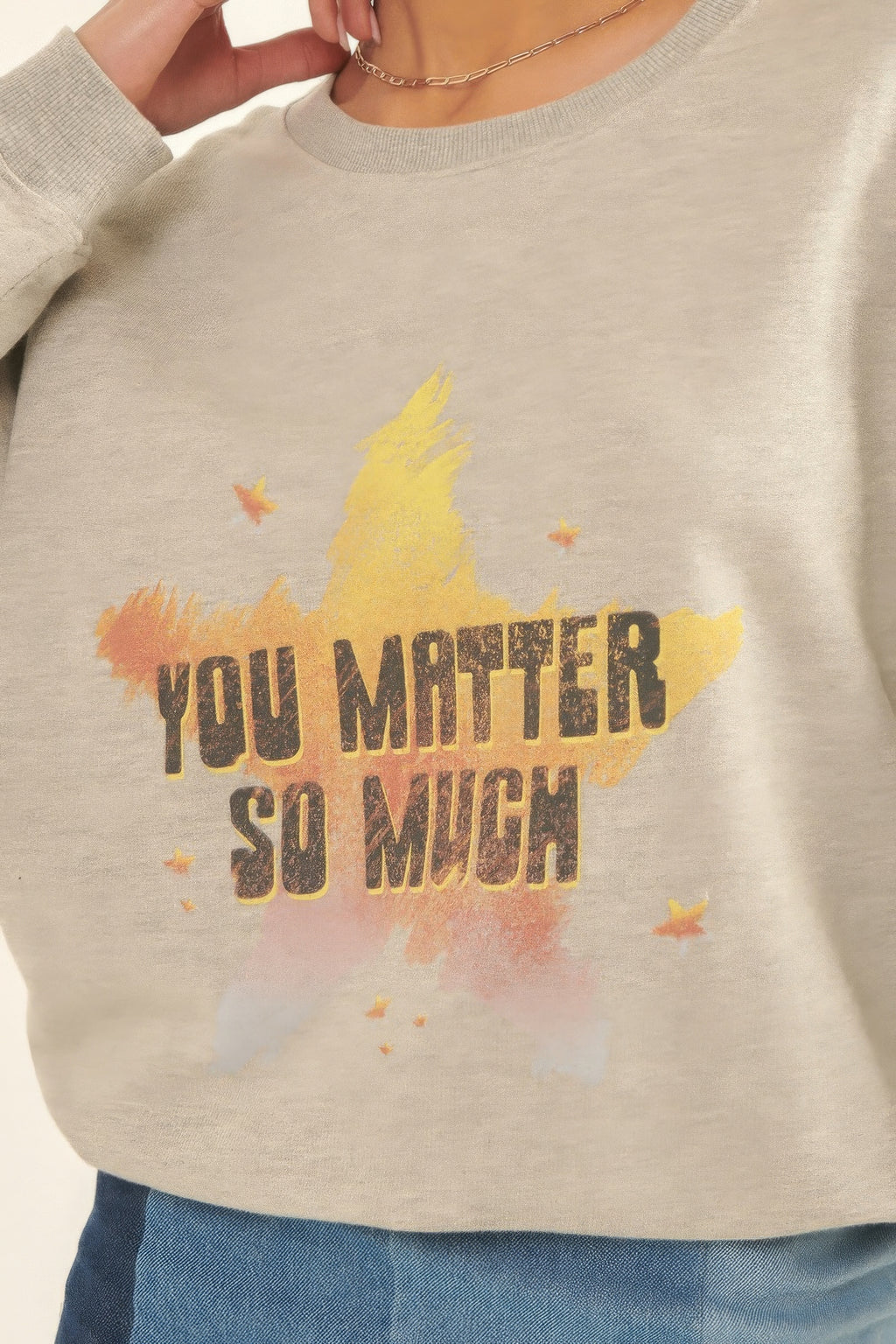 Vintage-style, Multicolor Star French Terry Knit Graphic Sweatshirt-Product Type | Naughty Smile Fashion