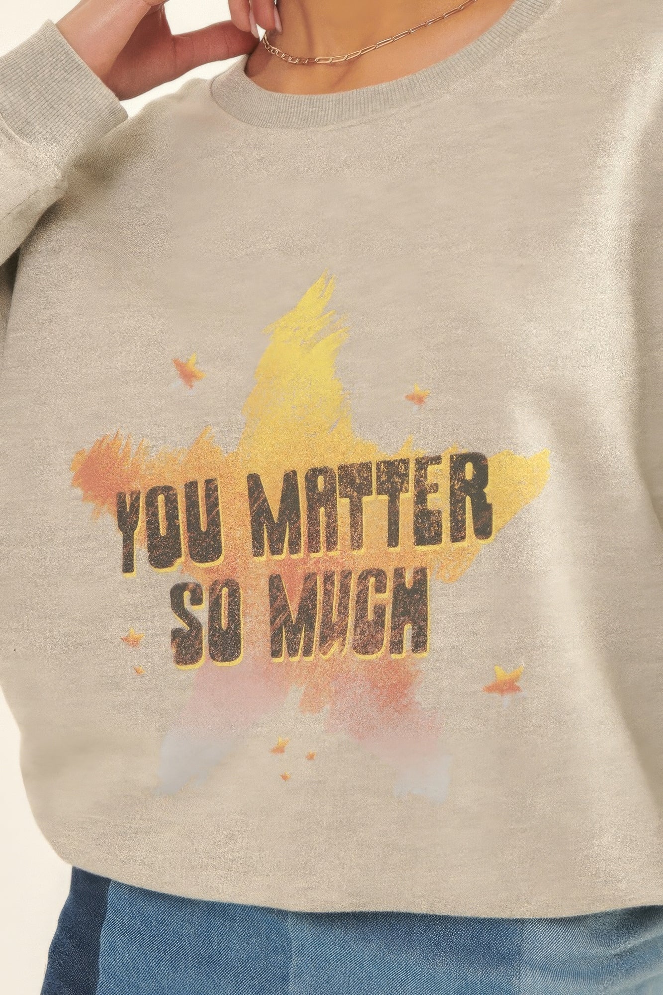 Vintage-style, Multicolor Star French Terry Knit Graphic Sweatshirt-Product Type | Naughty Smile Fashion