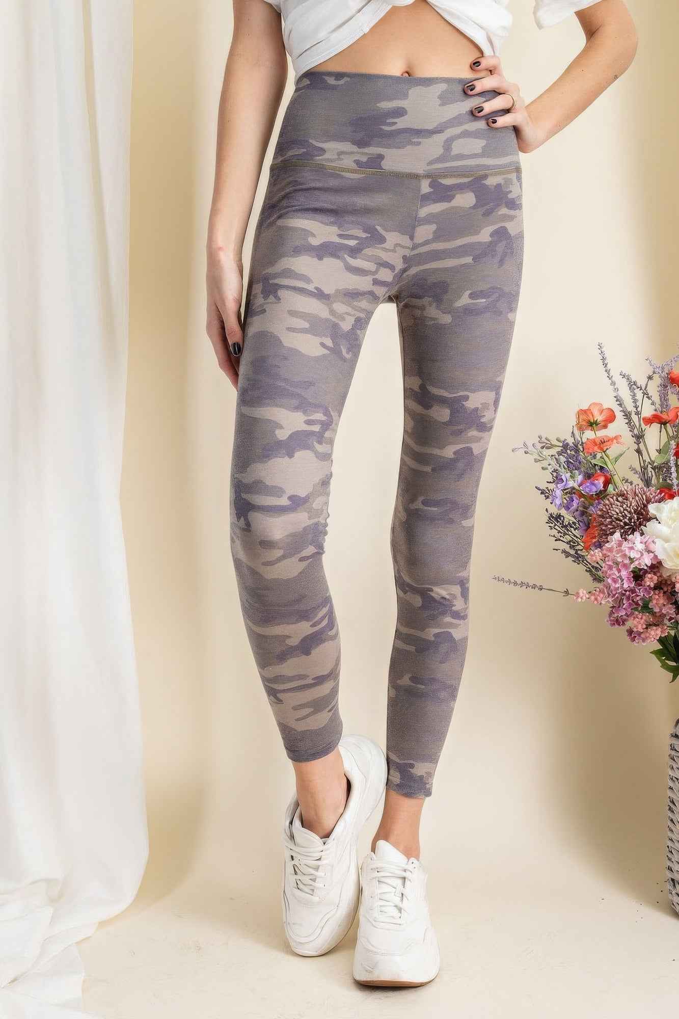 Camouflage Printed Rayon Spandex Leggings – multicolor, fashion, women style