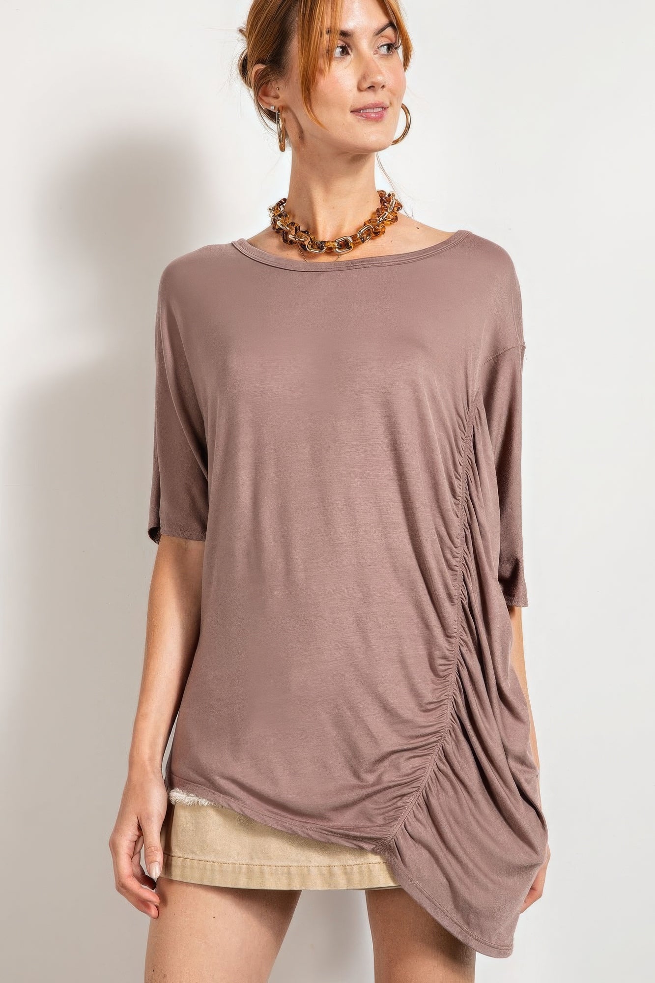 Loose Fit And Ruched Detailing Top-Product Type | Naughty Smile Fashion