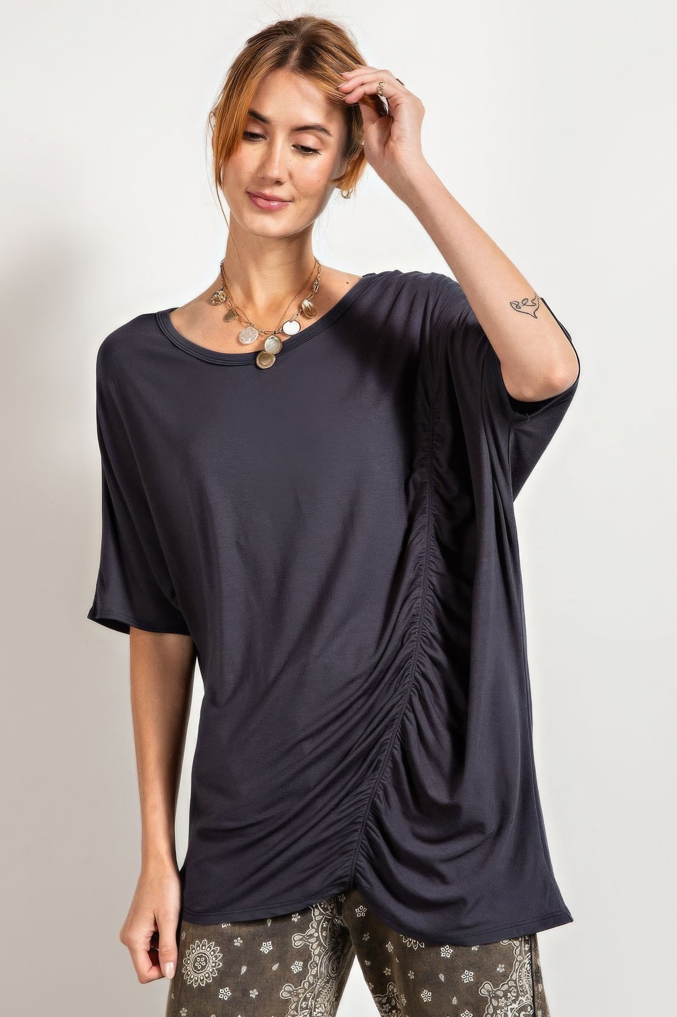 Loose Fit And Ruched Detailing Top-Product Type | Naughty Smile Fashion