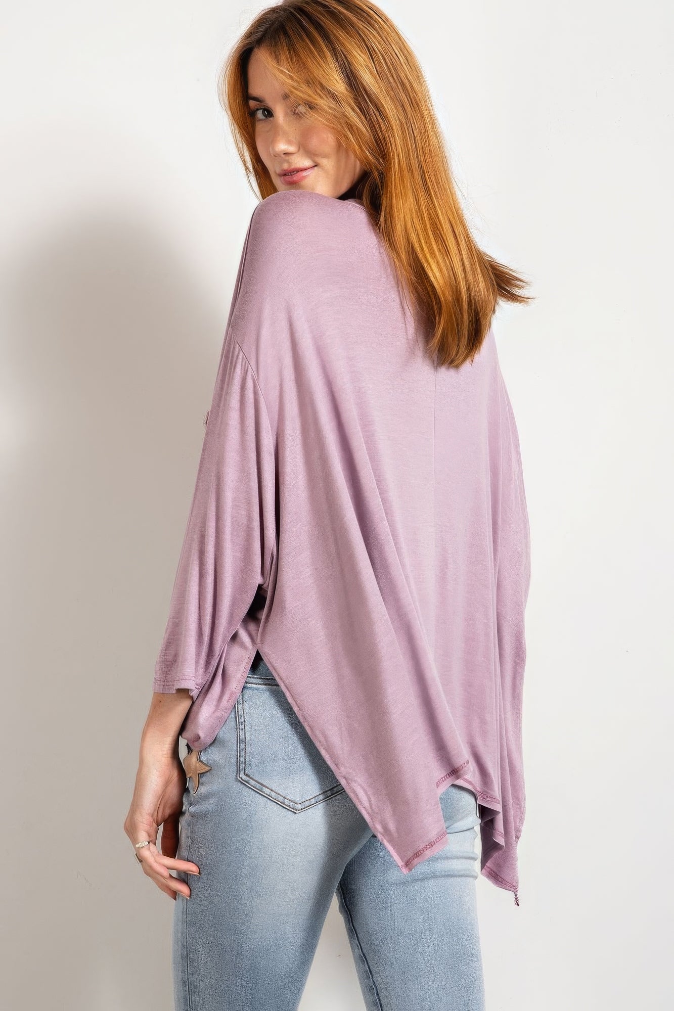 Rounded Neckline 3/4 Sleeves Washed Top-Product Type | Naughty Smile Fashion