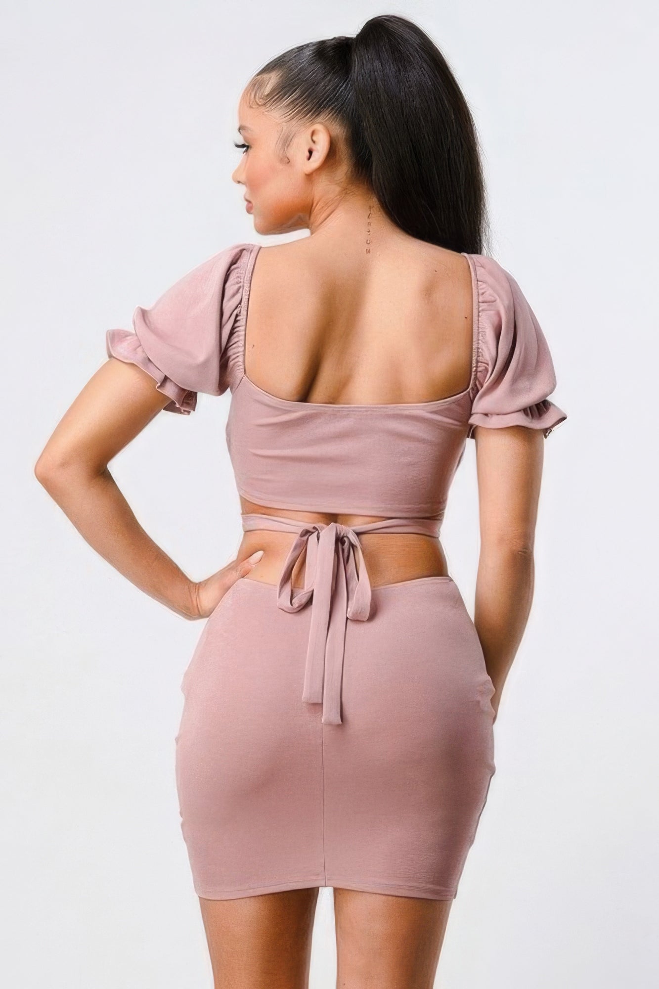 Lux Side Cutout W/ Back Tie Detail Bodycon Dress-Product Type | Naughty Smile Fashion
