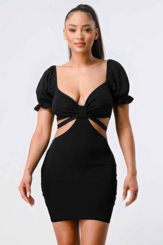 Sale - Lux Side Cutout W/ Back Tie Detail Bodycon Dress – On Sale Now