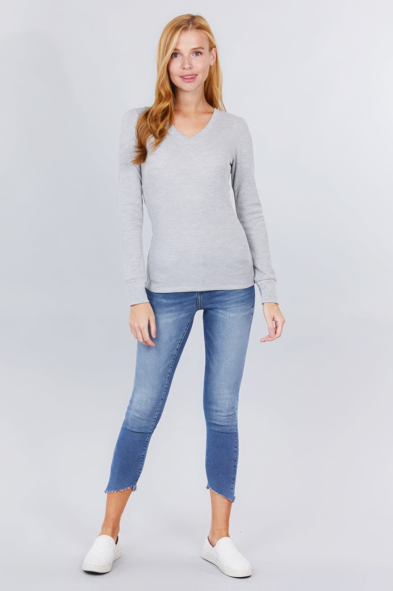 Long Slv V-neck Thermal Top-Product Type | Naughty Smile Fashion