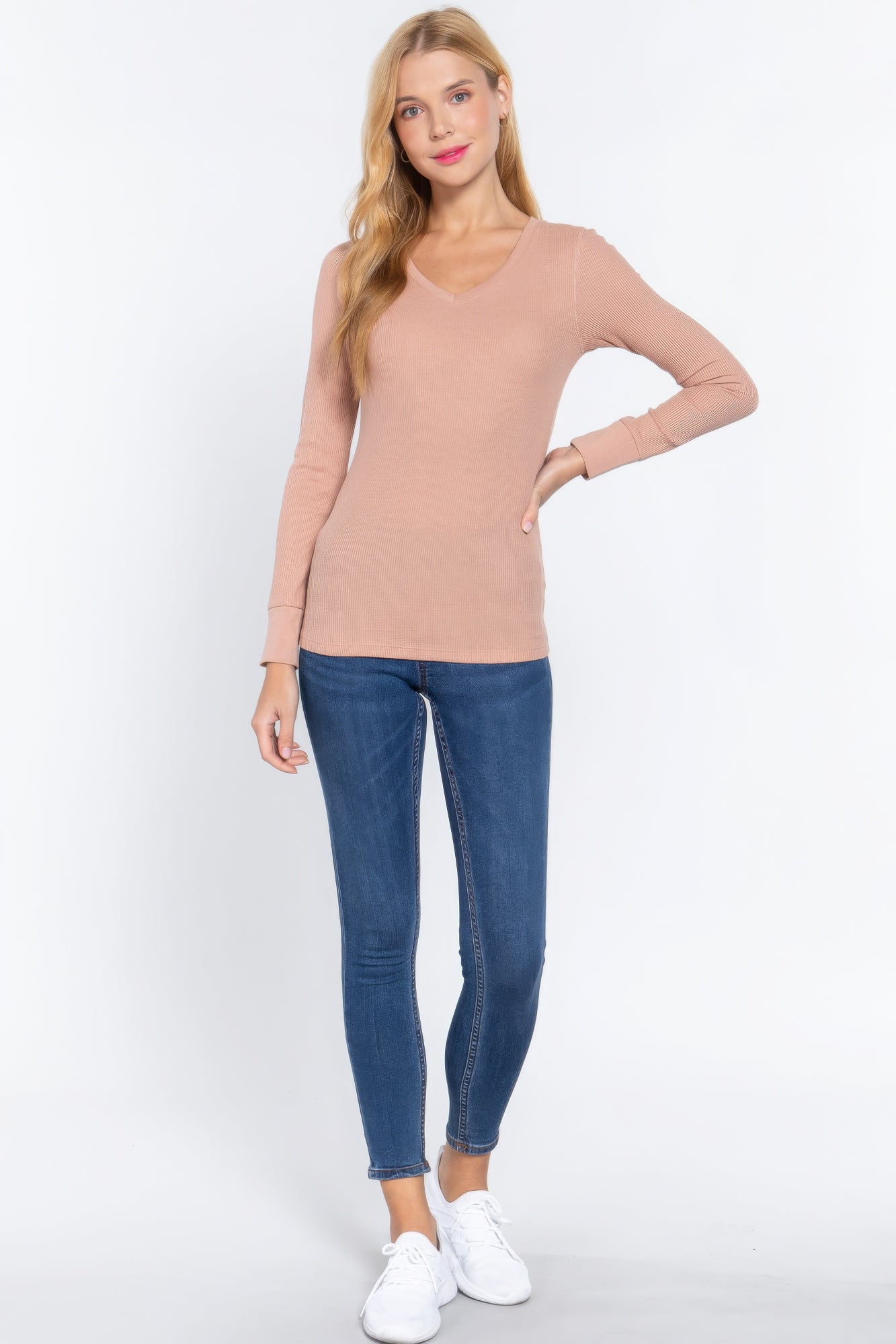 Long Slv V-neck Thermal Top-Product Type | Naughty Smile Fashion