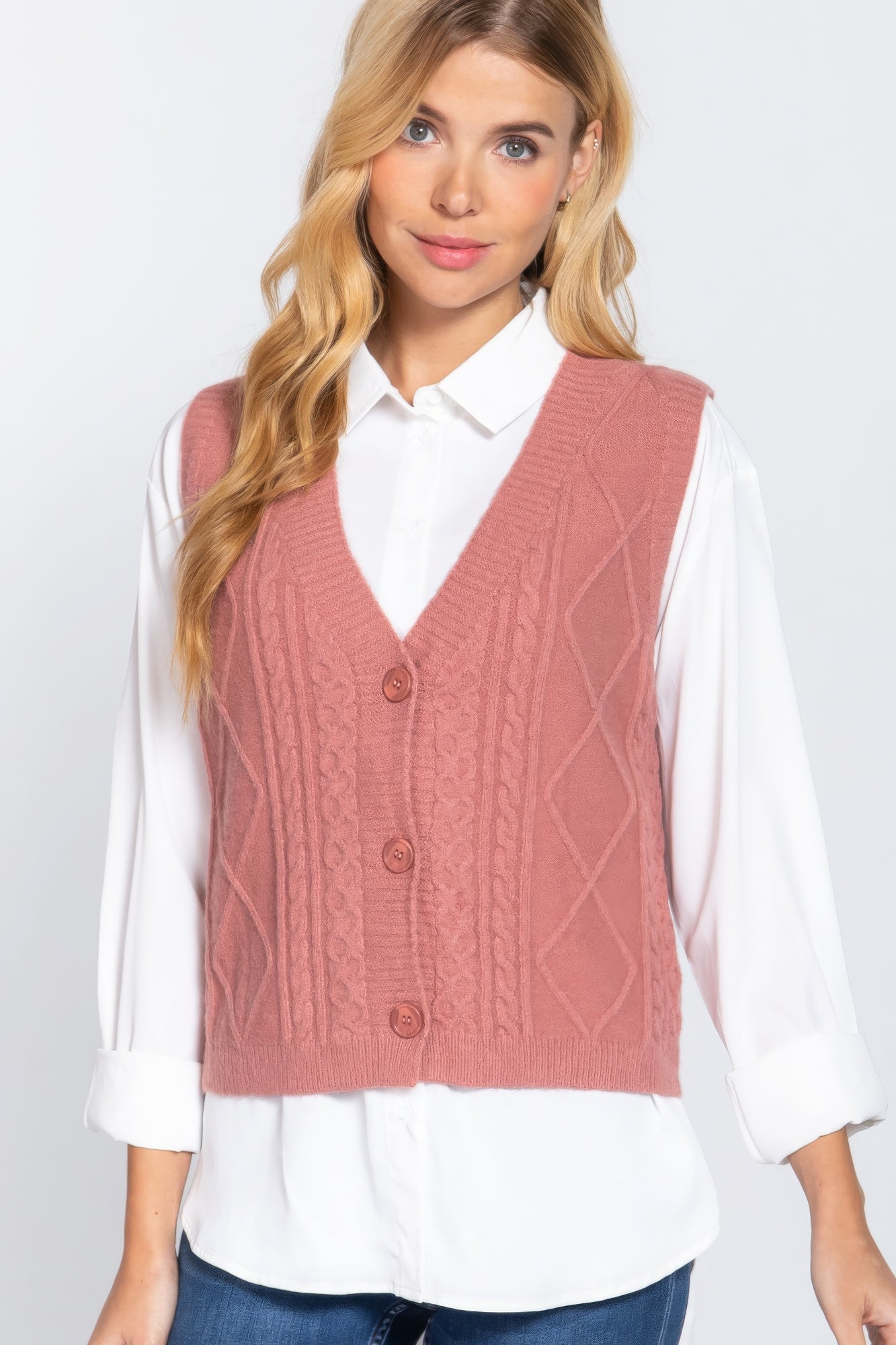 V-neck Cable Sweater Vest Cardigan-Product Type | Naughty Smile Fashion