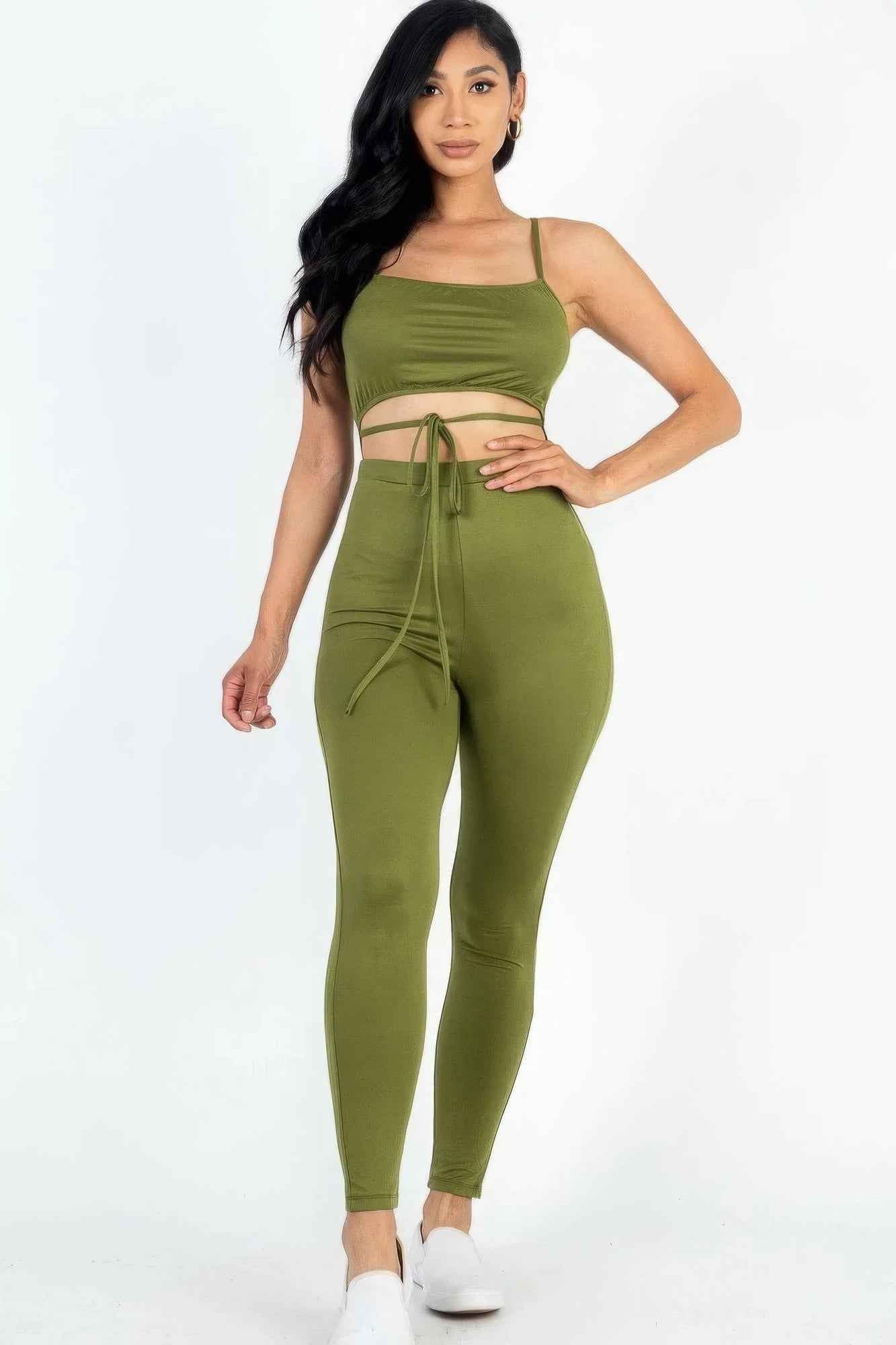 Solid Tie Front Cut Out Jumpsuit – multicolor, fashion, women style