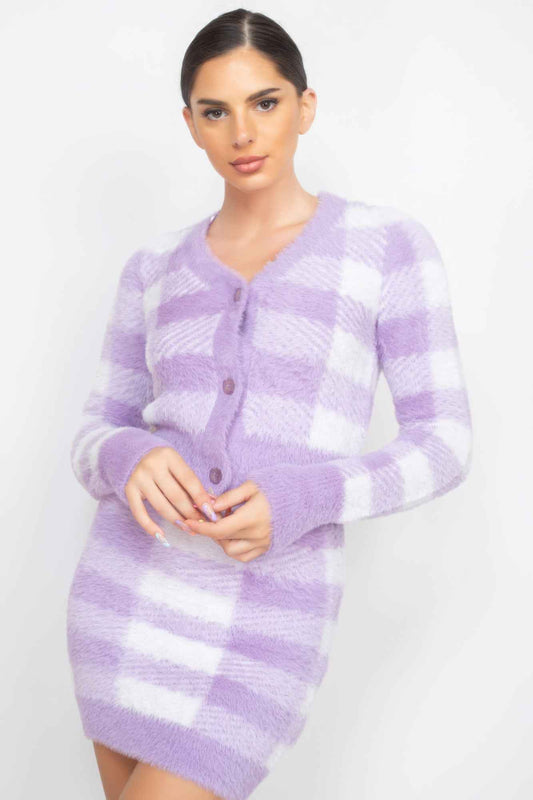 Sale - Plaid Button-front Cropped Sweater Cardigan – On Sale Now