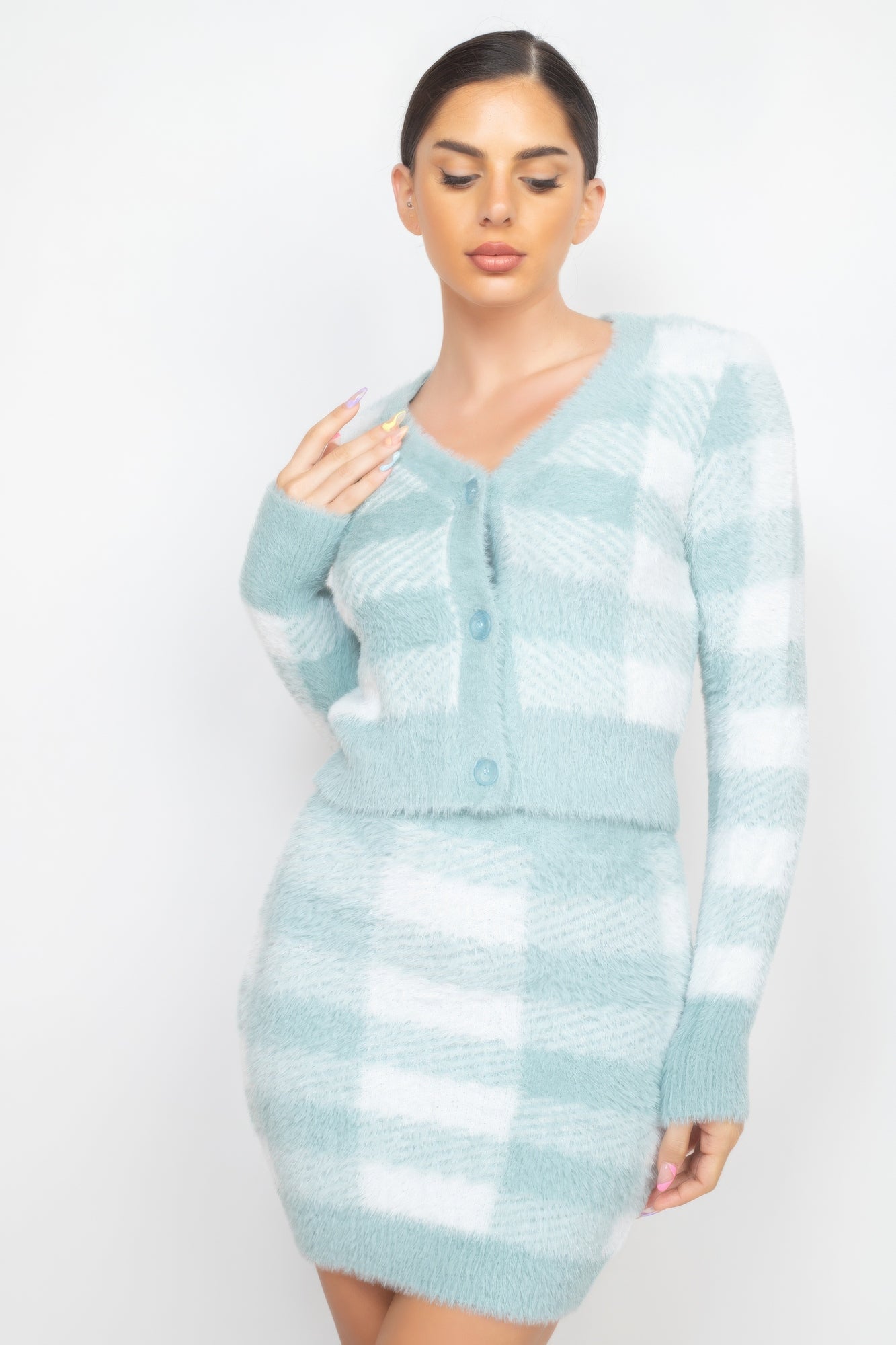 Sale - Plaid Button-front Cropped Sweater Cardigan – On Sale Now