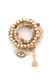 Evil Eye Bead Tassel Bracelet Set