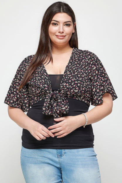 Plus Size Ditsy Floral Print Cropped Bolero Cardigan – Stylish & Comfortable – men’s fashion, stylish and versatile