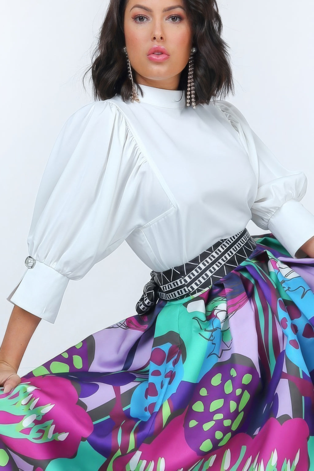 Puff Sleeve Blouse With Pearl Buttons-Product Type | Naughty Smile Fashion