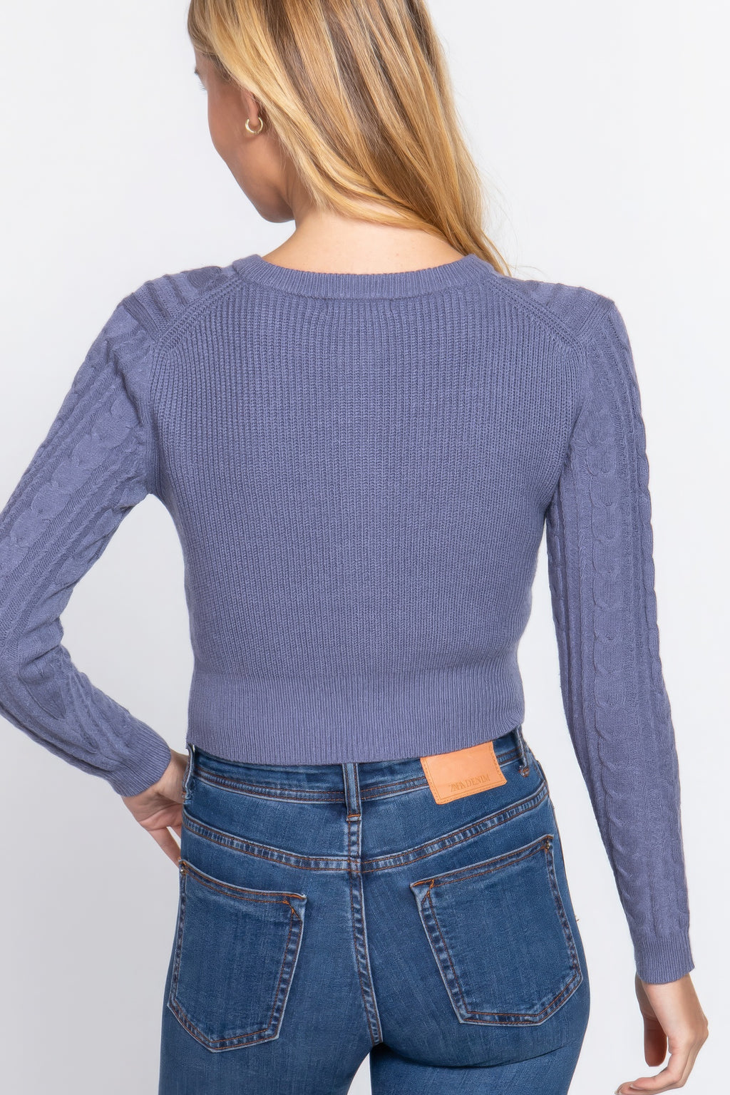 Crew Neck Cable Sweater Cardigan-Product Type | Naughty Smile Fashion