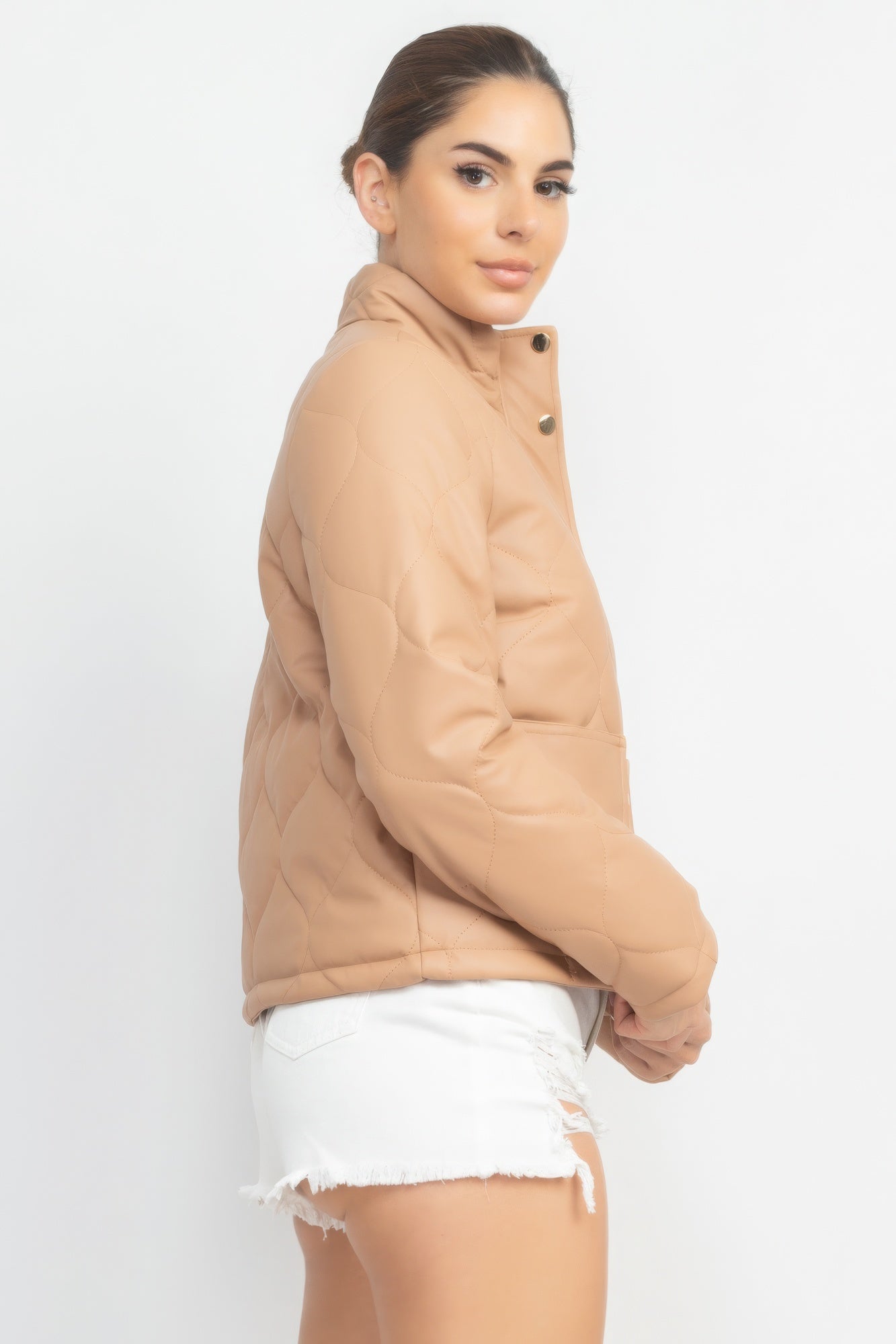 Mock Neck Quilted Jacket-Product Type | Naughty Smile Fashion