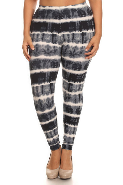 Plus Size Tie Dye Print, Full Length Leggings In A Fitted Style With A Banded High Waist – Stylish & Comfortable – men’s fashion, stylish and versatile