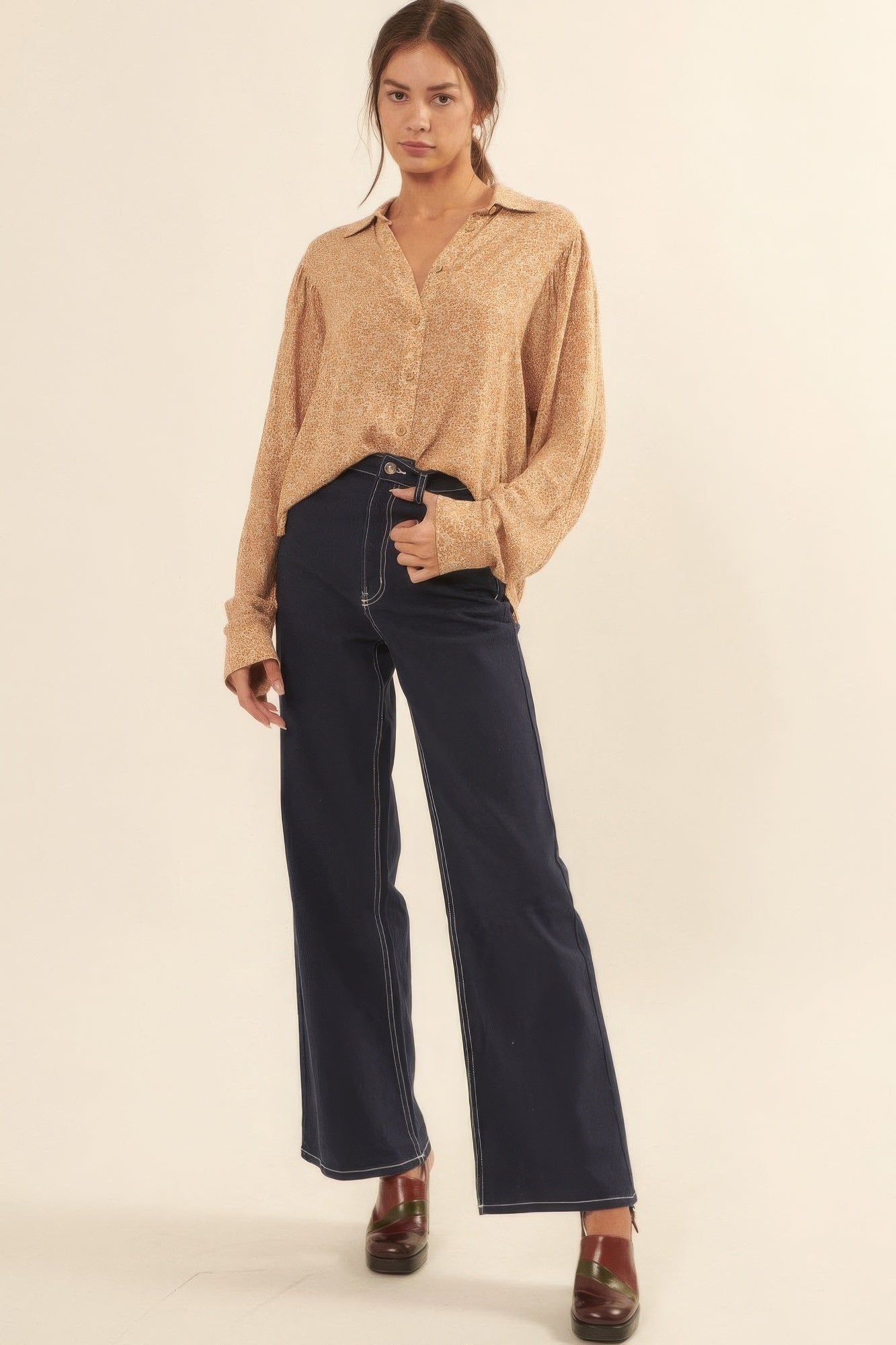 Collared Neckline Floral-print Shirt-Product Type | Naughty Smile Fashion