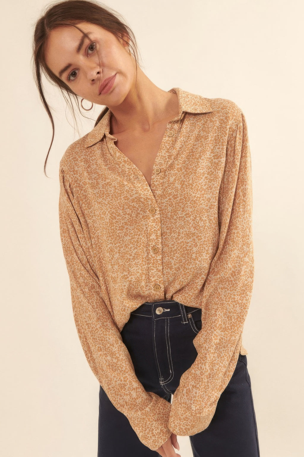 Collared Neckline Floral-print Shirt-Product Type | Naughty Smile Fashion