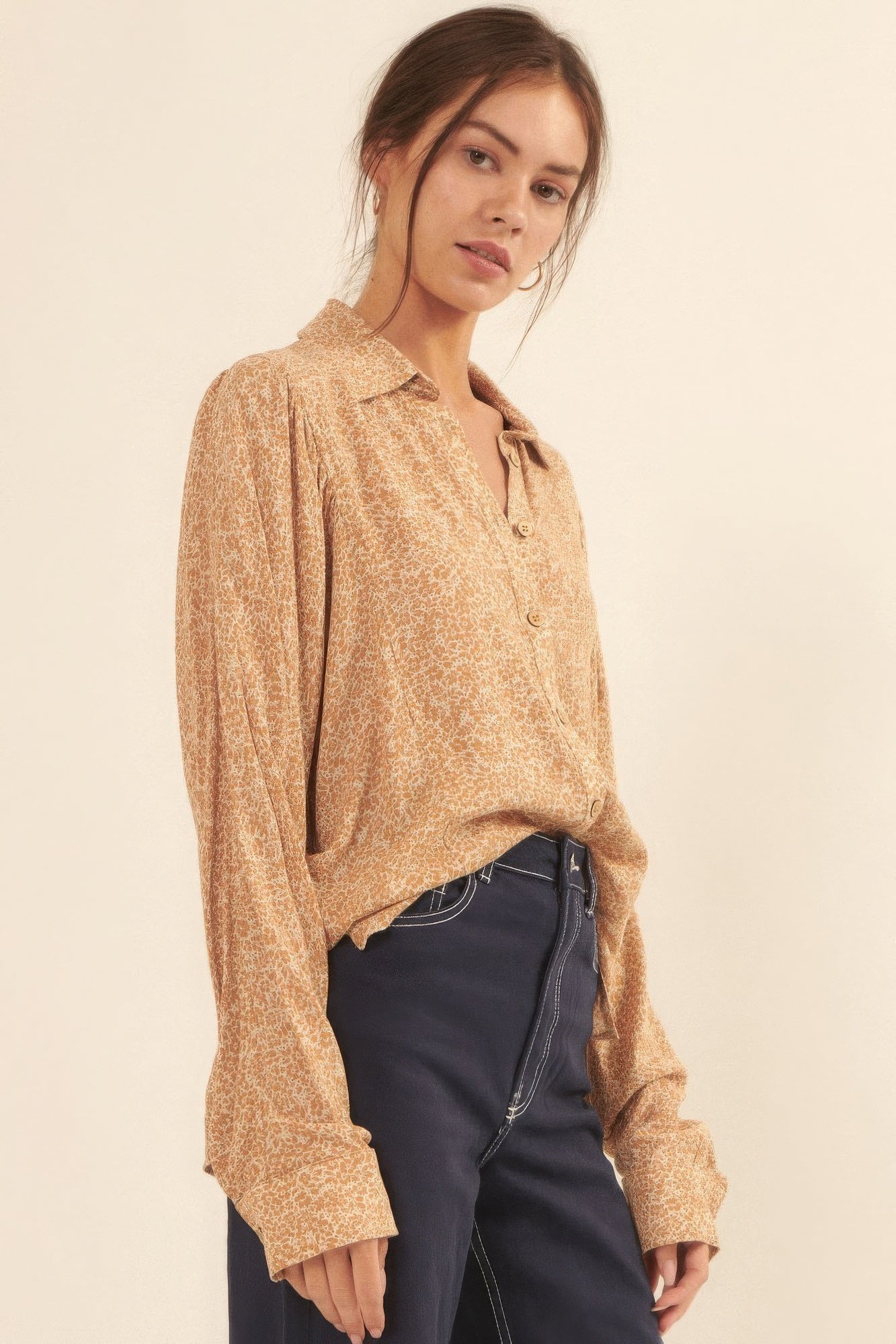 Collared Neckline Floral-print Shirt-Product Type | Naughty Smile Fashion