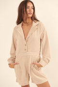 A Woven Corduroy Romper-Product Type | Naughty Smile Fashion