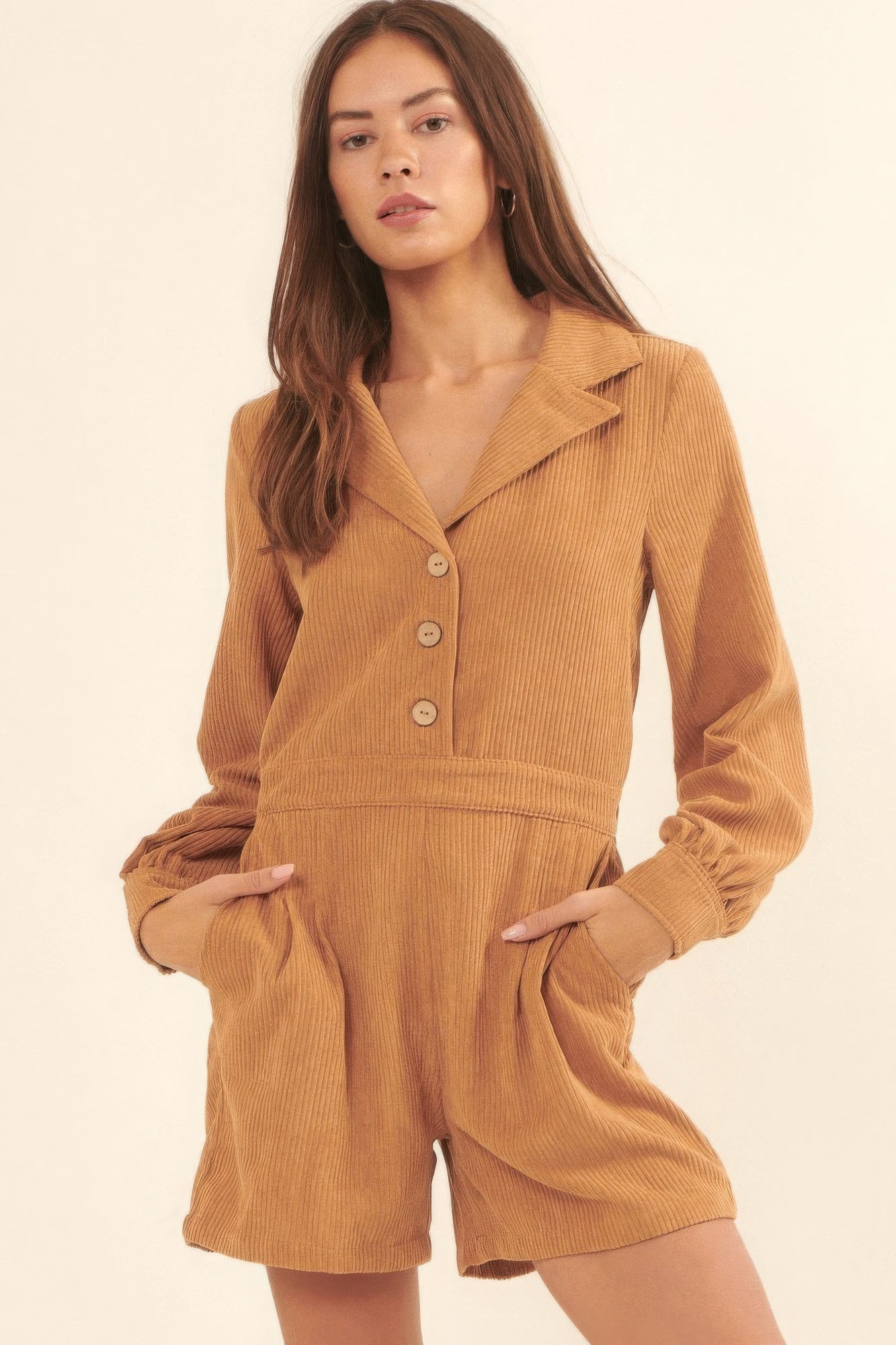 A Woven Corduroy Romper-Product Type | Naughty Smile Fashion