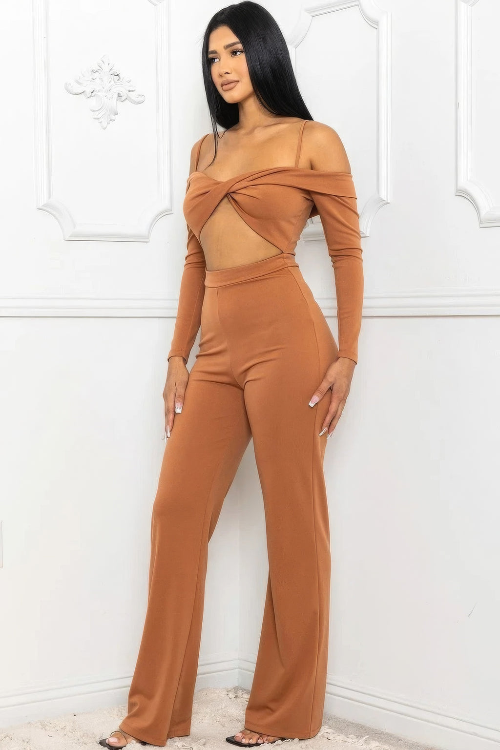 Open Shoulder Cutout Detail Jumpsuit-Product Type | Naughty Smile Fashion