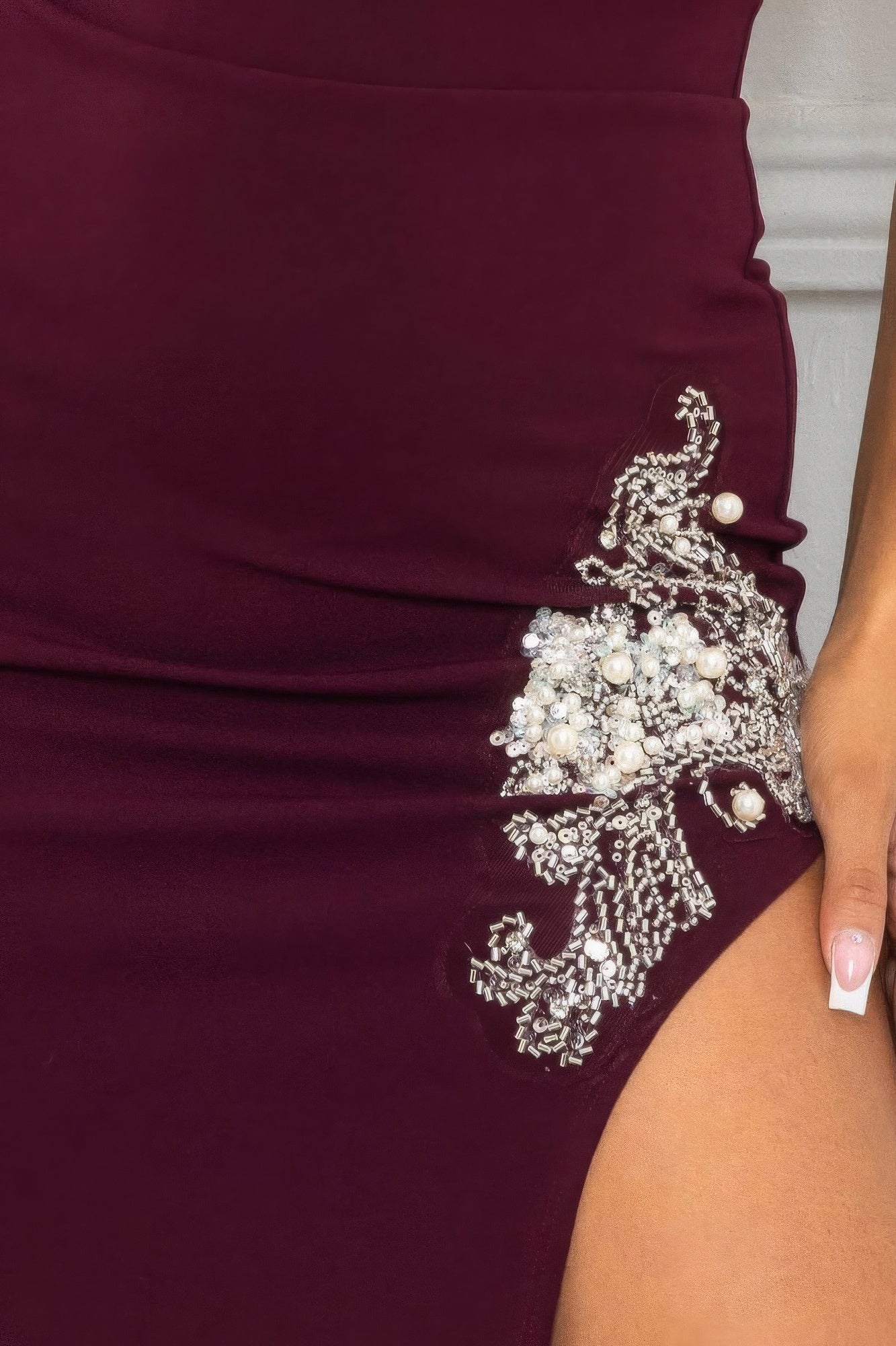 Beaded Embroidered Near Slit Detail Maxi Ddress-Product Type | Naughty Smile Fashion