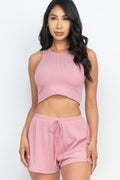 Soft Rib Crop Tank Top & Shorts Set-Product Type | Naughty Smile Fashion