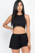 Soft Rib Crop Tank Top & Shorts Set-Product Type | Naughty Smile Fashion