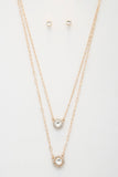 Double Crystal Metal Layered Necklace