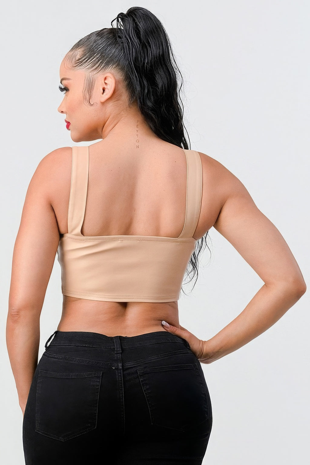Lux Faux Leather Pu Zipup Strap Sleeveless Cropped Top-Product Type | Naughty Smile Fashion