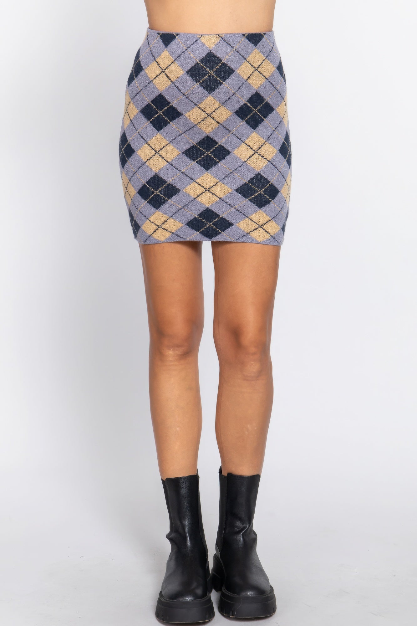 Argyle Jacquard Sweater Mini Skirt-Product Type | Naughty Smile Fashion