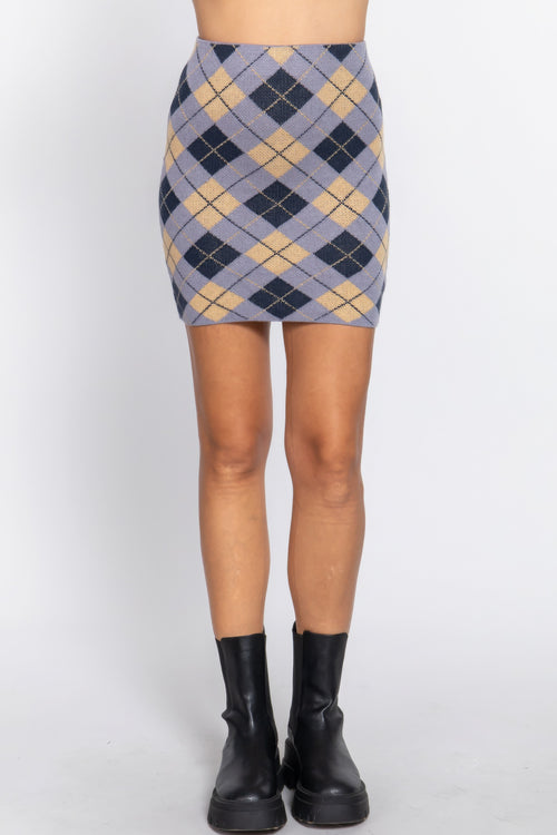Argyle Jacquard Sweater Mini Skirt-Product Type | Naughty Smile Fashion